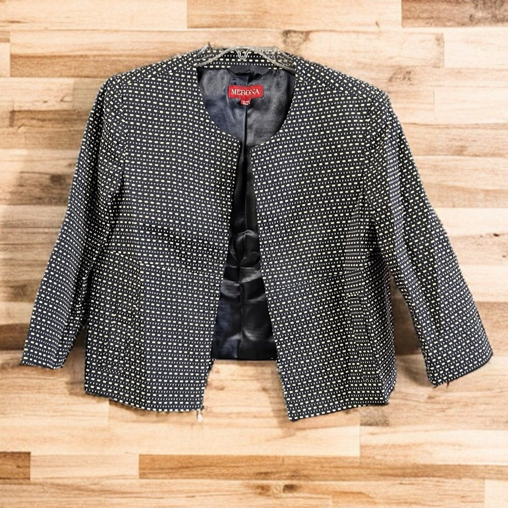 3/$15 Merona Blue & White Clip Front Blazer